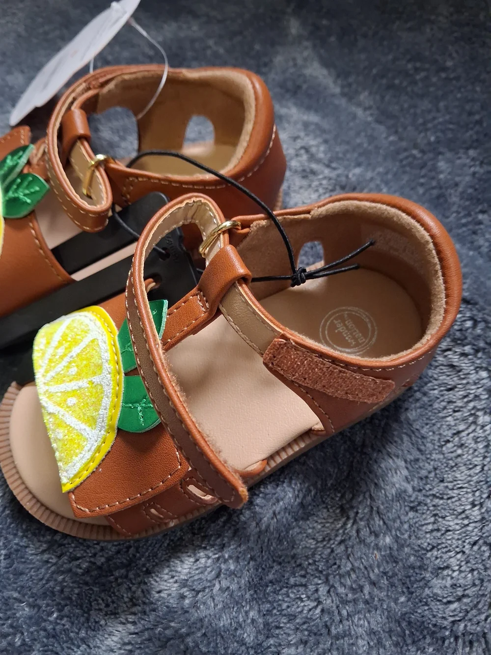 NWT Wonder Nation Lemon Glitter Sandals Brown/Yellow/Green Girls 5